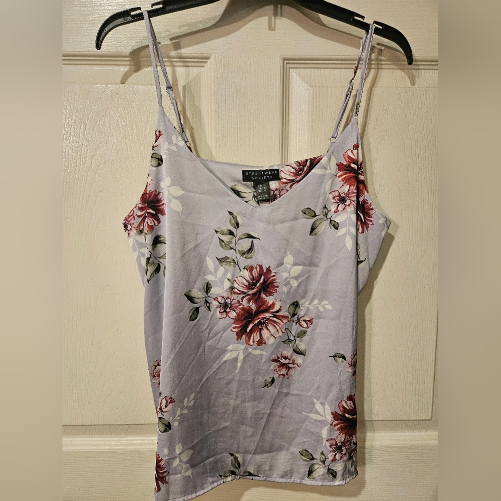 Streetwear Society Lavender and Burgundy Floral Camisole